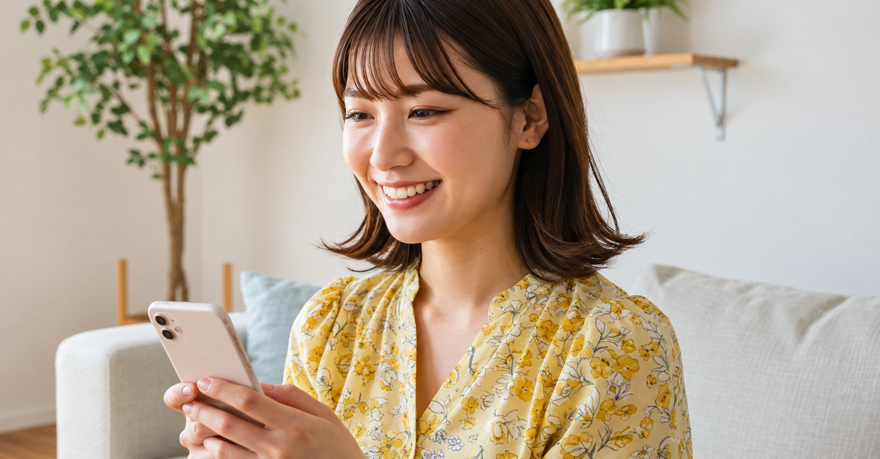 スマートフォンを操作するお客様